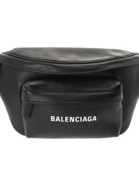 Balenciaga Everyday Black Leather Logo Belt Bag